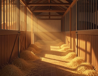 Ruime box met strooisel en hooinet