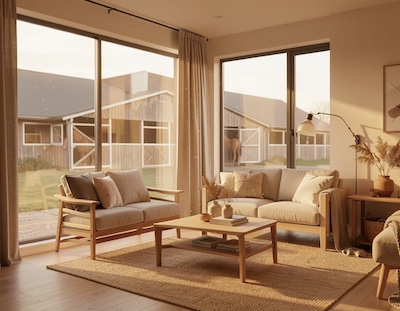 Knusse studio met uitzicht op stal