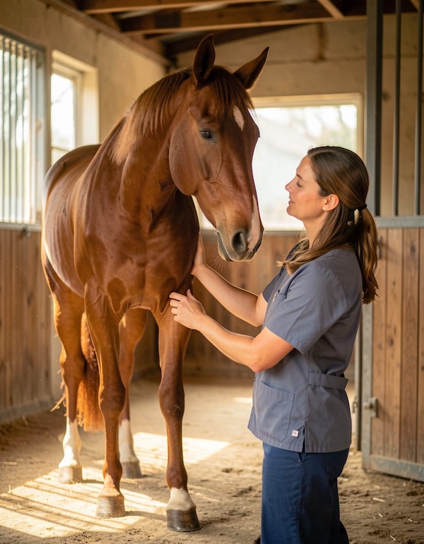 Paard krijgt professionele fysiotherapie behandeling