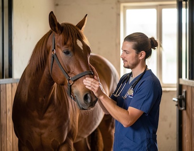 Paard wordt behandeld voor betere mobiliteit