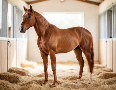 Paard in optimale houding na fysiotherapie